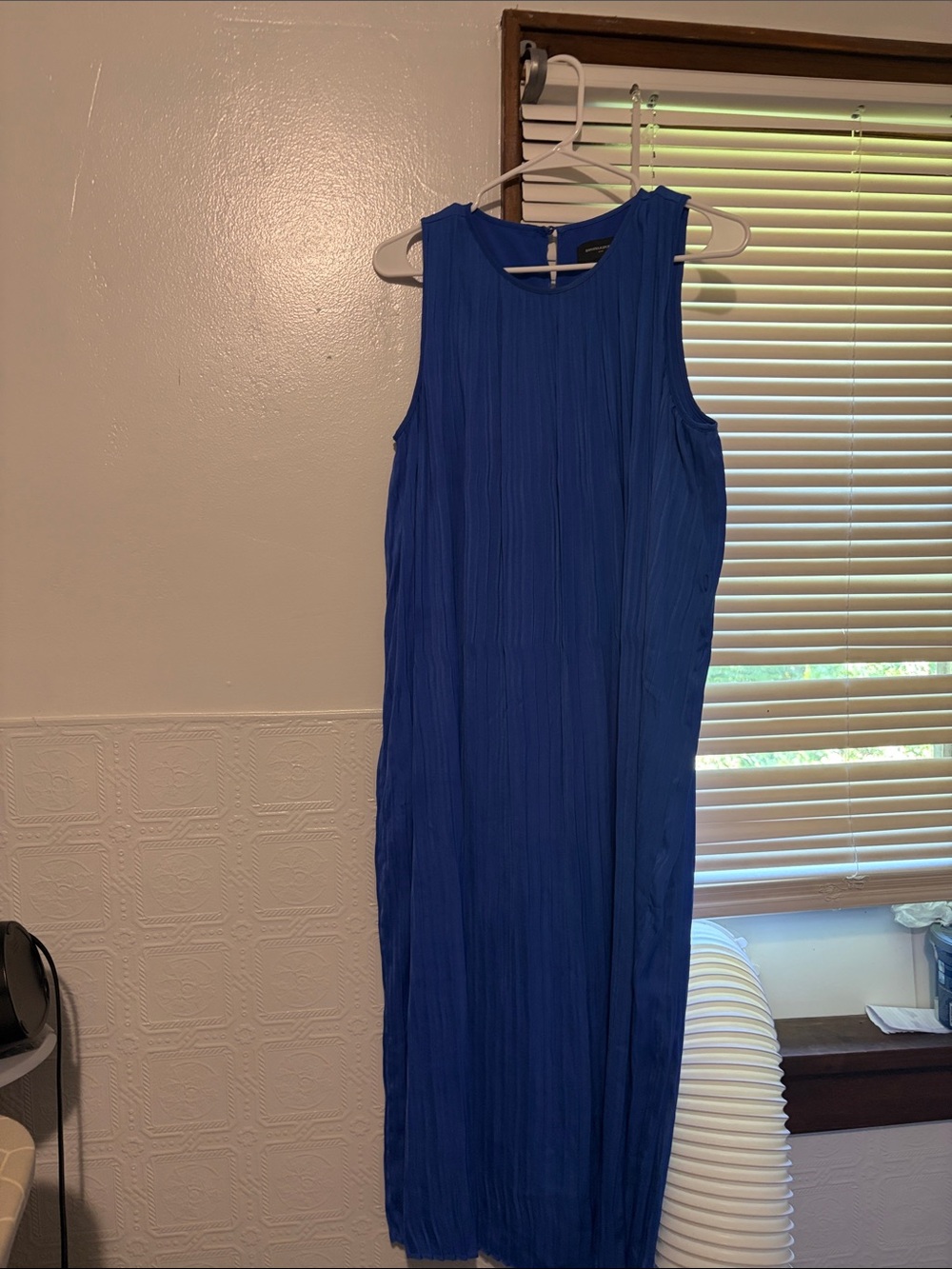 Banana Republic Cobalt Blue Sleeveless Pleated Maxi Dress